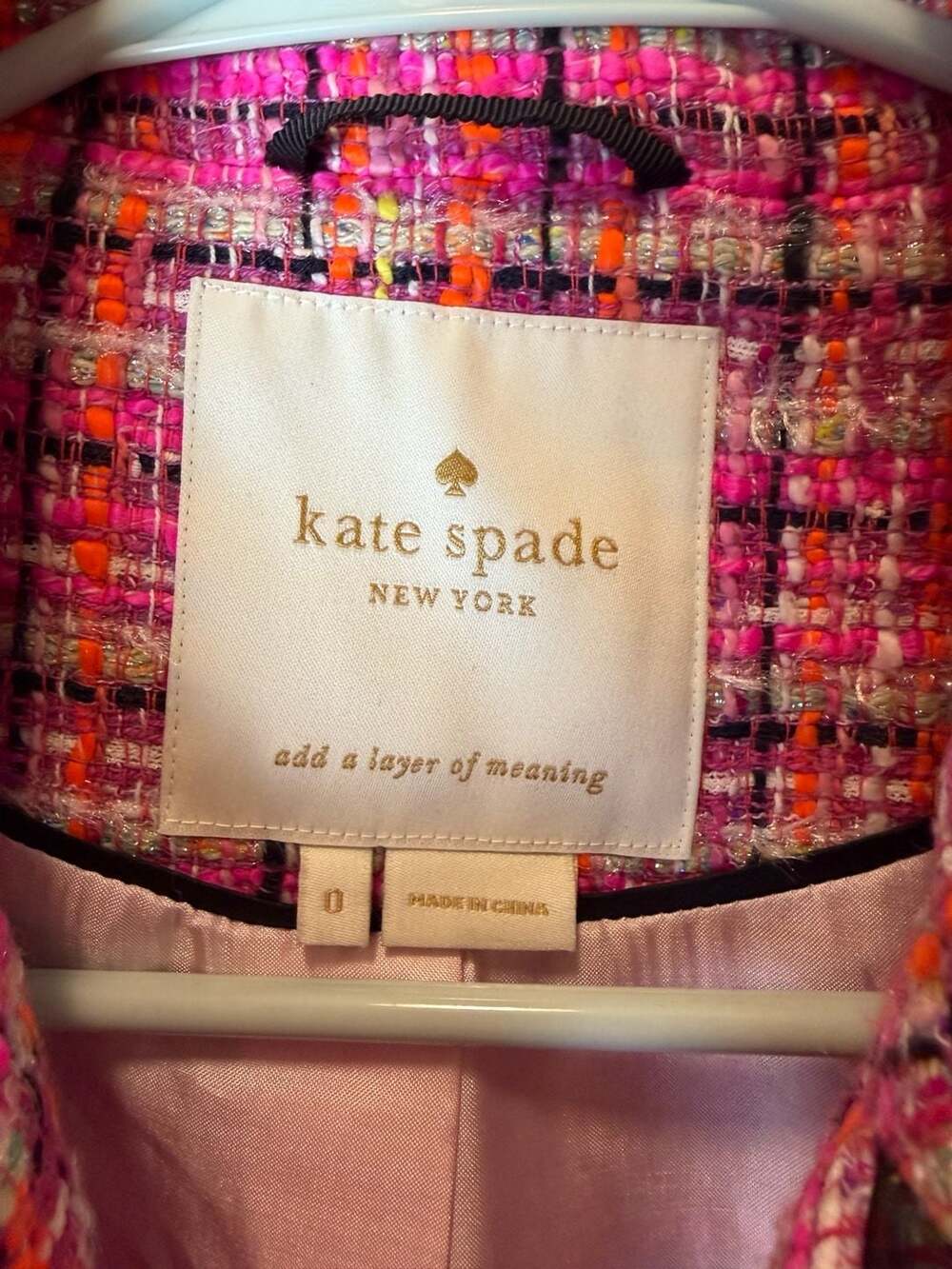 Kate Spade New York Pink Plaid Tweed Coat - Picture 2 of 3